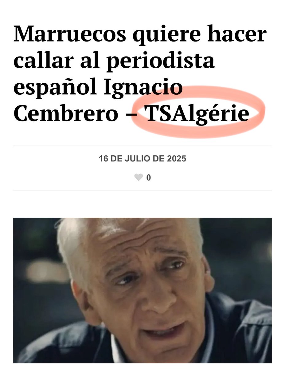 Le ridicule ne tue pas! 🤦🏻‍♀️
El pájaro lleva medio siglo hablando solo de <a href="/Marruecos/">marruecos</a> y sigue inventando un relato victimista para subsistir! 😂😅 
<a href="/anabeldn/">Ana Isabel Díez</a> <a href="/icembrero/">Ignacio Cembrero</a>