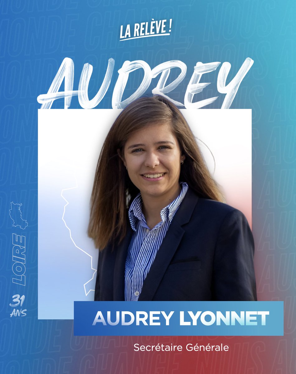 LaReleve2025's tweet image. 🚀 Bienvenue à Audrey Lyonnet !
🧭 Notre future secrétaire générale
📍 Elle vient de Saint-Étienne (42) – Auvergne-Rhône-Alpes
🎂 31 ans
🎓 Assistante de direction
✊ Secrétaire d’un Lions Club à Saint-Étienne
👉 Envie de faire entendre notre voix ? Rejoins La Relève !