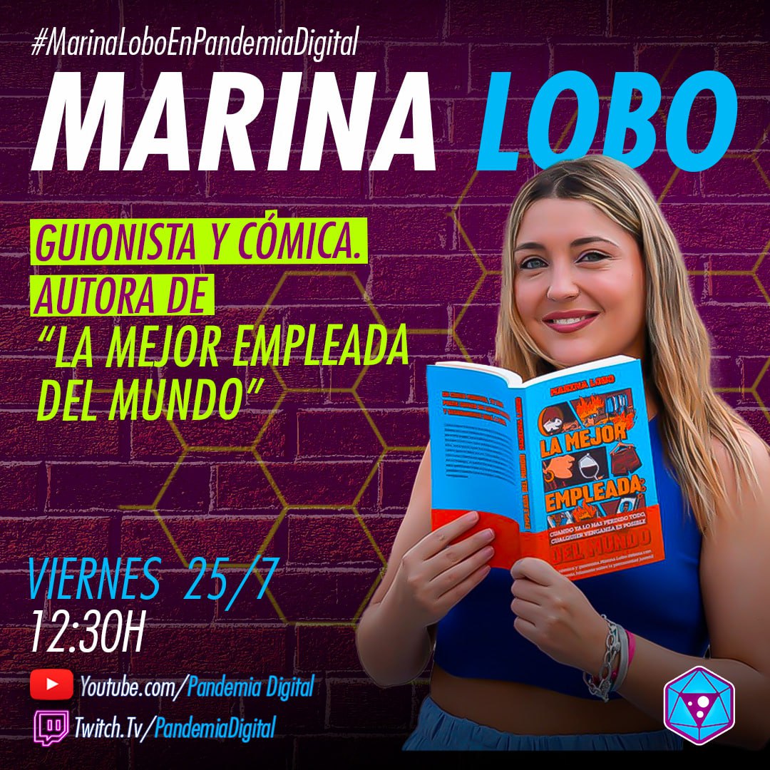PandemiaDigitaI's tweet image. ¡OJO!
Mañana viernes, 25 de julio, a las 12:30h tendremos a la gran @marinaLobL como invitada para presentarnos su libro.