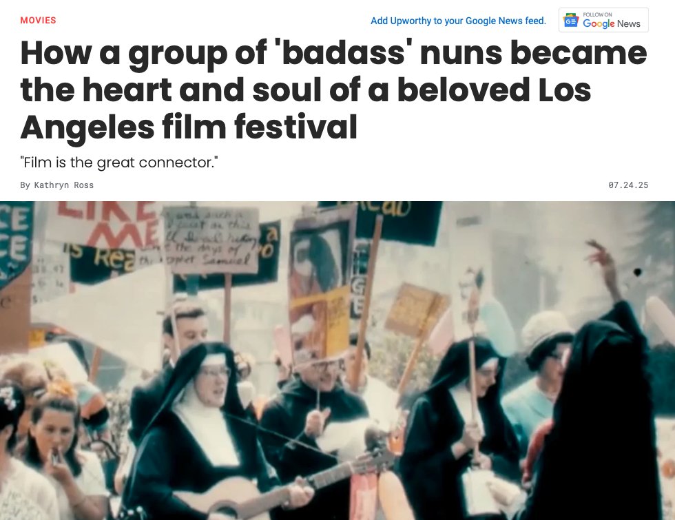 How a group of 'badass' nuns became the heart and soul of a beloved Los Angeles film festival
👉 upworthy.com/badass-nuns-re…