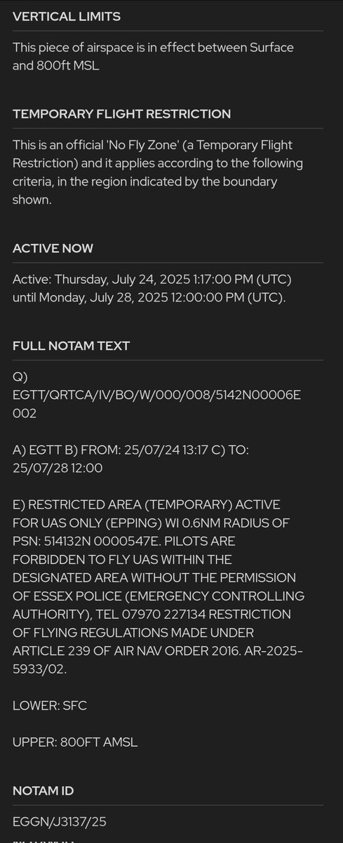 The Bell Hotel in #Epping is again at the centre of an unnecessarily large airspace restriction against drones, thus preventing the media from recording aerial shots.