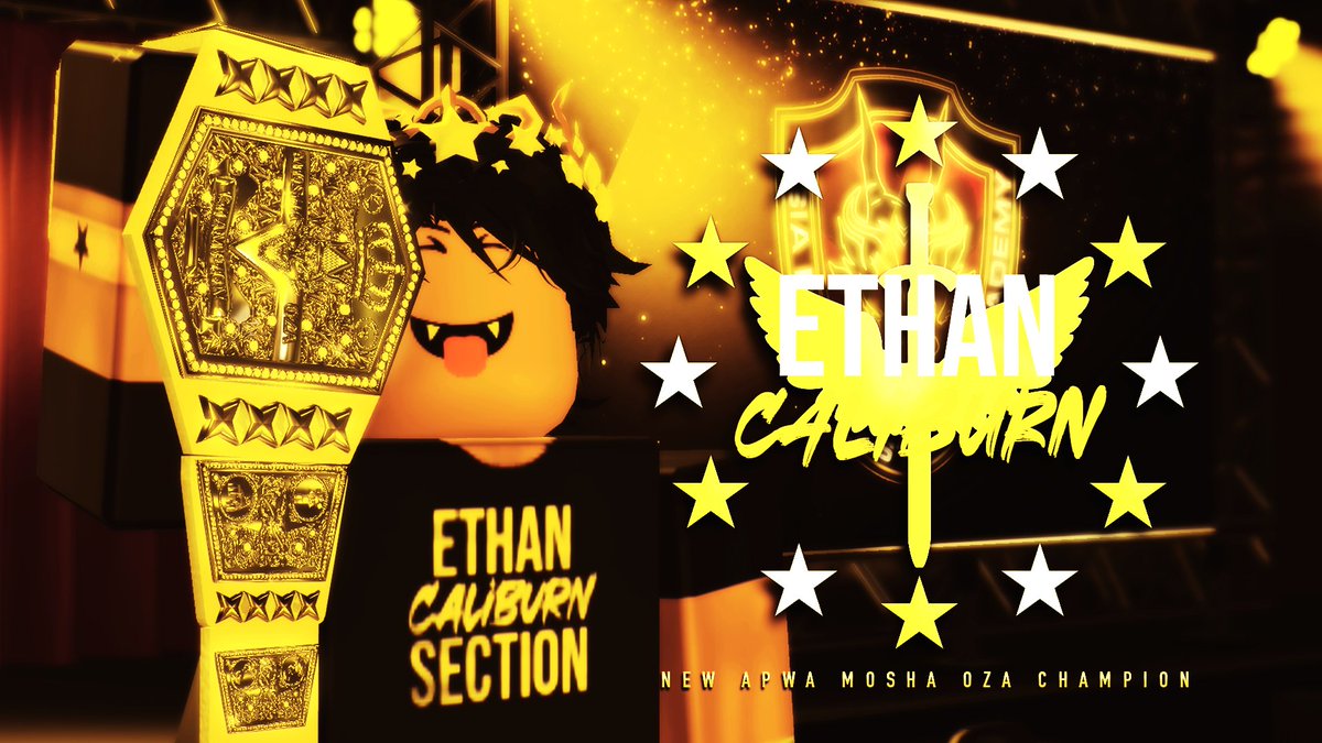 【 ETHAN CALIBURN 】🎊NEW APWA MOSHA OZA CHAMPION🎊
At the start of the previous APWA show, <a href="/Shinji_Uno/">Shinji Uno</a> and <a href="/EthanCaliburn/">ETHAN</a> went head to head in a tough MATCH, but with the comeback power from Caliburn, he successfully defeats Shinji and is now your APWA MOSHA OZA CHAMPION!