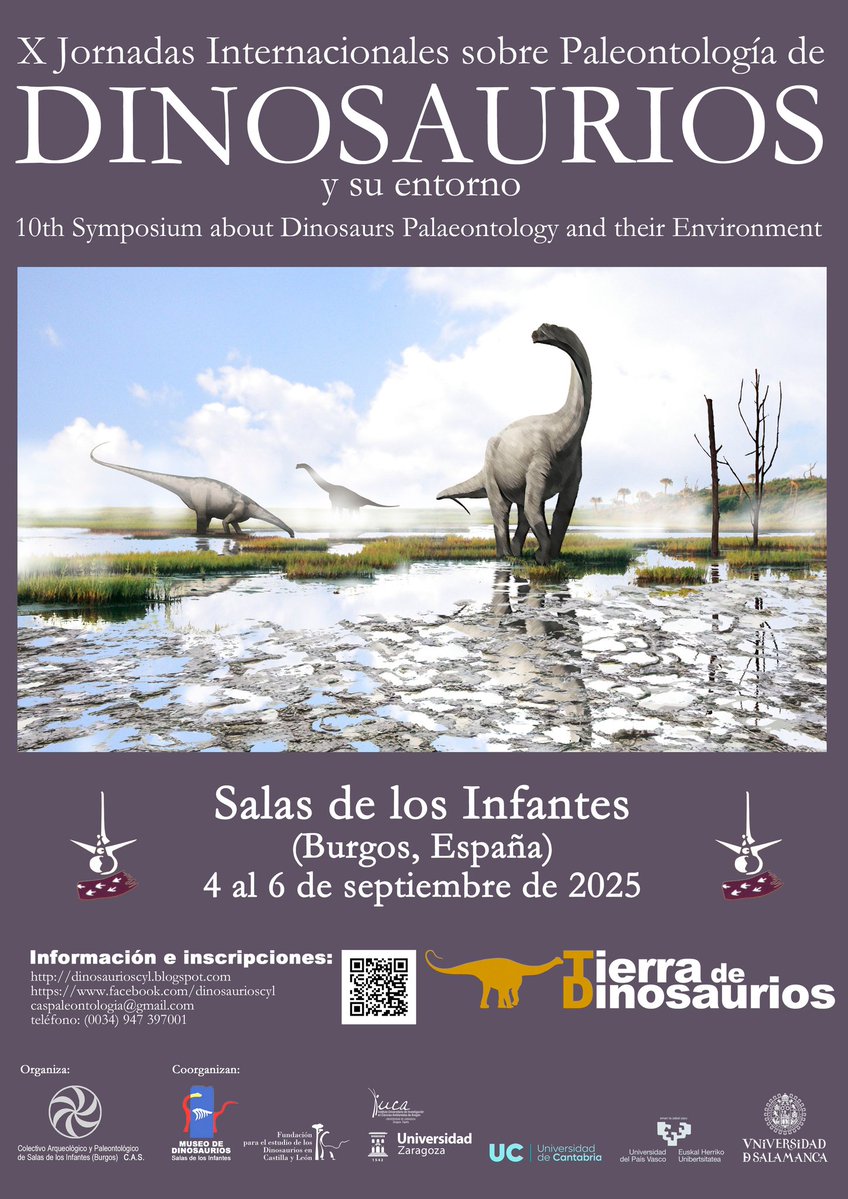 FDinosaurios's tweet image. Avance de participación en las X Jornadas Internacionales sobre Paleontología de #Dinosaurios y su Entorno · 4-6 de septiembre · Salas de los Infantes (Burgos)
Queremos compartir algunos datos destacados sobre la participación prevista en las X Jornadas 👇
n9.cl/2b1ml