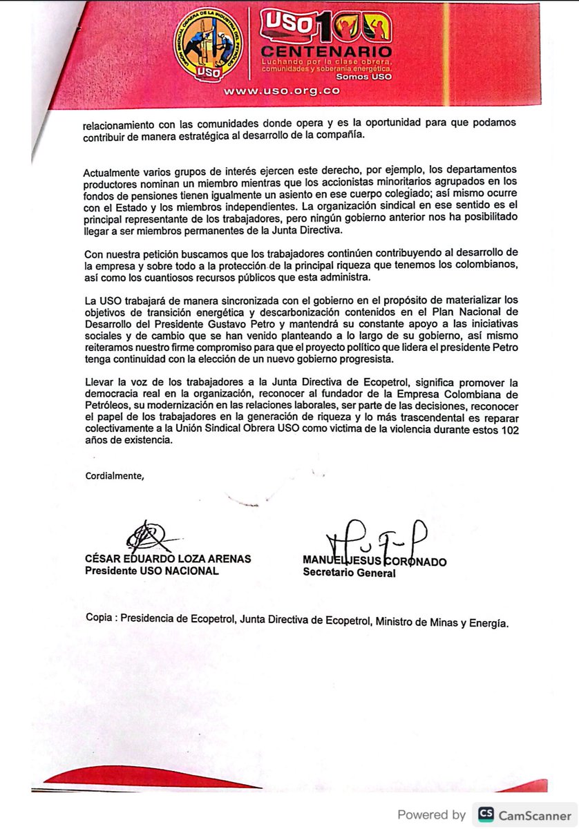 USO Colombia (@usofrenteobrero) on Twitter photo #FelizJuevesParaTodos Desde la <a href="/usofrenteobrero/">USO Colombia</a> hemos pedido al <a href="/MinHacienda/">MinHacienda</a> convocar Asamblea Extraordinaria de Accionistas de <a href="/ECOPETROL_SA/">Ecopetrol</a> para que se permita que la Junta Directiva sea integrada por un representante de los trabajadores (as) del sindicato mayoritario dentro #FelizJuevesParaTodos Desde la <a href="/usofrenteobrero/">USO Colombia</a> hemos pedido al <a href="/MinHacienda/">MinHacienda</a> convocar Asamblea Extraordinaria de Accionistas de <a href="/ECOPETROL_SA/">Ecopetrol</a> para que se permita que la Junta Directiva sea integrada por un representante de los trabajadores (as) del sindicato mayoritario dentro