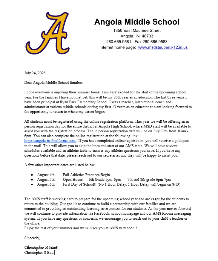 AngolaMiddle's tweet photo. Please see the Welcome Letter from Mr. Baut. https://t.co/F7NQeqI5Tl
