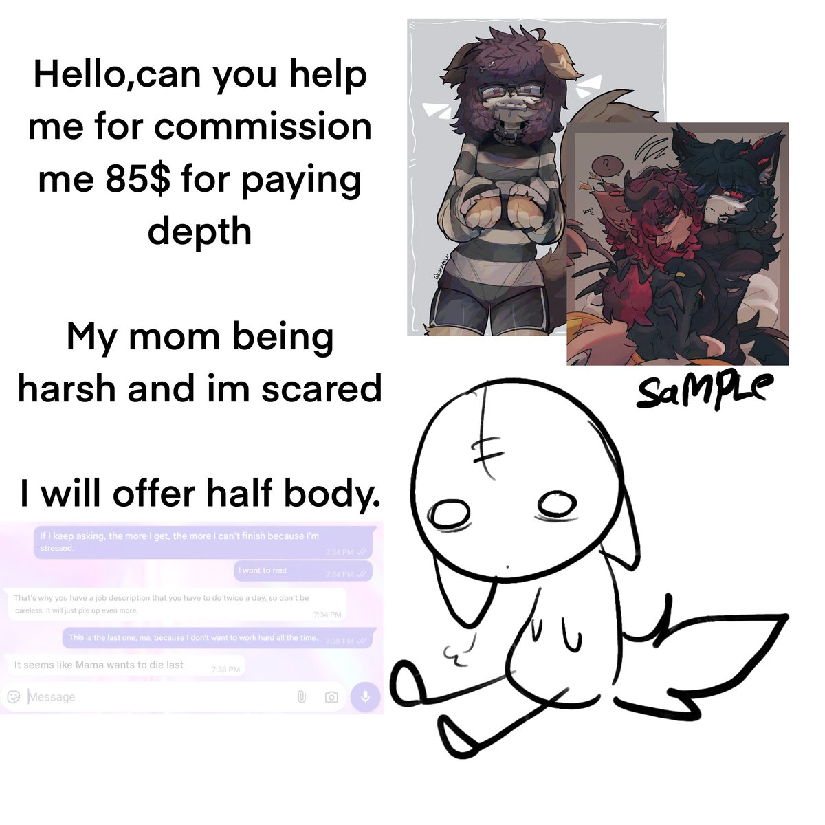 H… please share this
My deadline its on 27 
i have like 24 list and she wont understand that i tried my best :(
#commissionsopen #emergencycomms