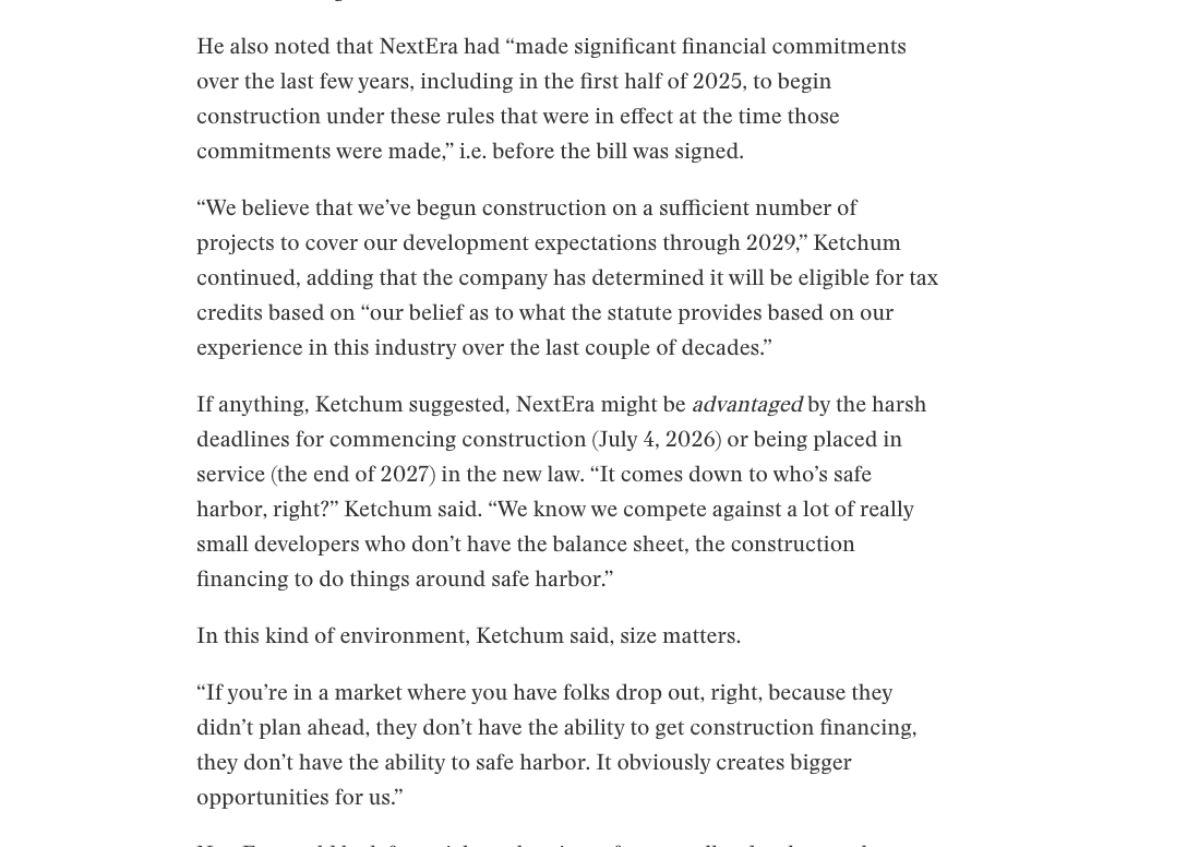 NextEra's take on the post-IRA world: it's good to be well capitalized and be able to start and have started construction on your renewables projects