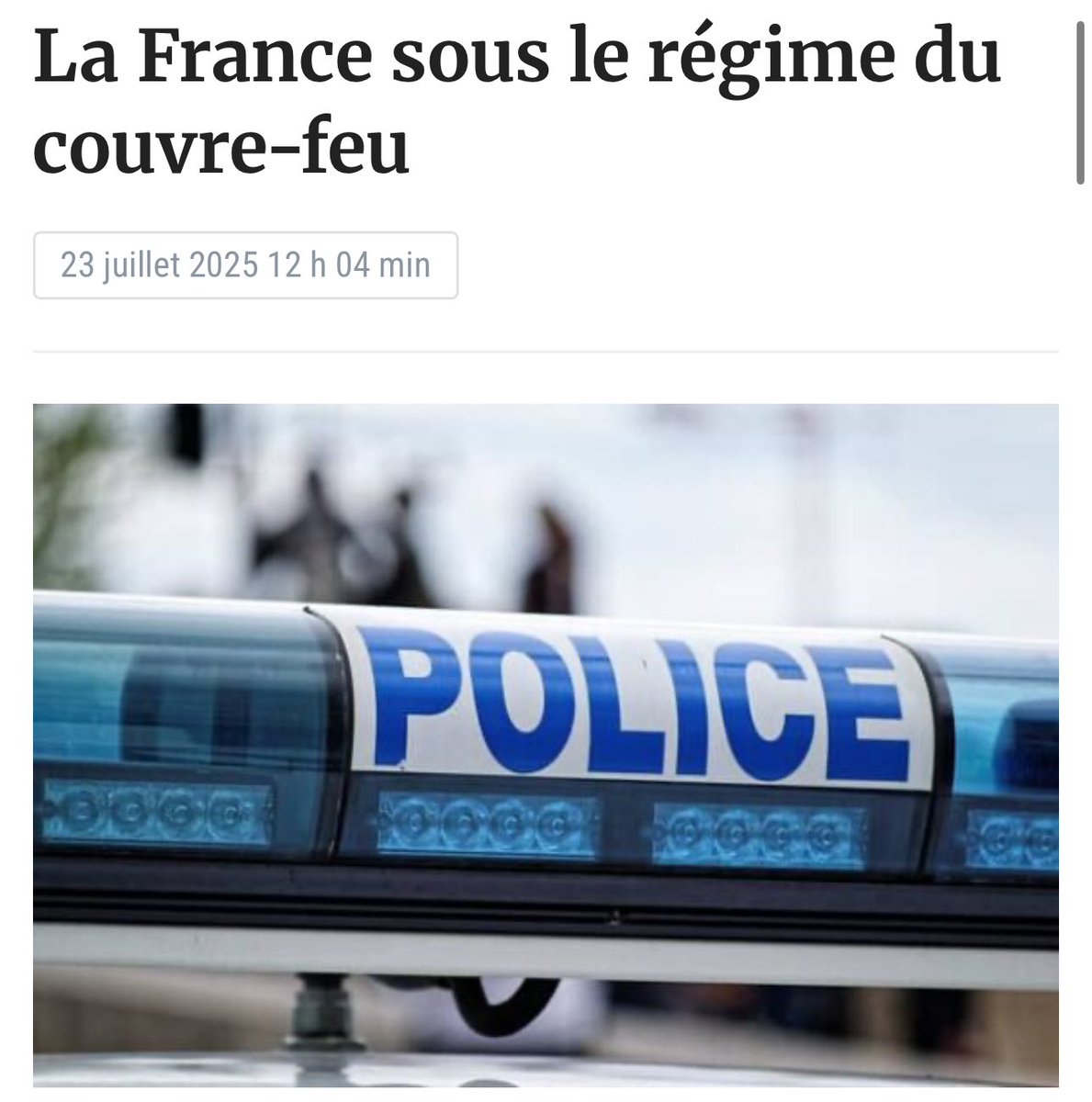 LeonardoPanetta's tweet image. Francia. In 15 città, coprifuoco per i minori, nel tentativo di arginare la guerra tra clan di narcotrafficanti che usano ragazzi giovanissimi, per lo più di origine nordafricana, come manovalanza.
Ricordiamoci di questa estate, leggendo il prossimo sondaggio favorevole al…