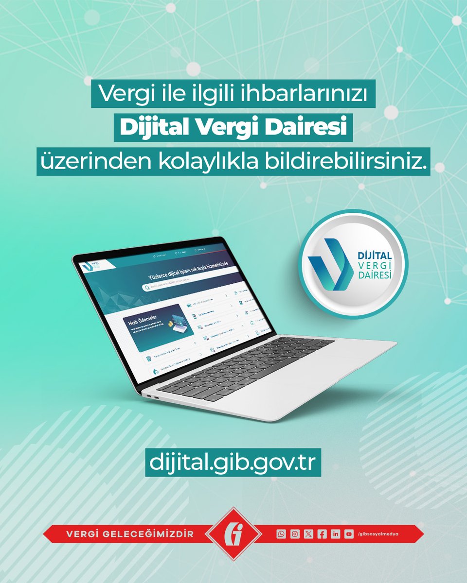 Vatandaşlarımızın ihbar ve şikâyetlerini kolay, hızlı ve istedikleri her an (7/24) yapabilmelerine imkan sağlamak amacıyla tüm ihbar kanallarımız ile hizmetinizdeyiz.

dijital.gib.gov.tr

#GİB #VergiGeleceğimizdir