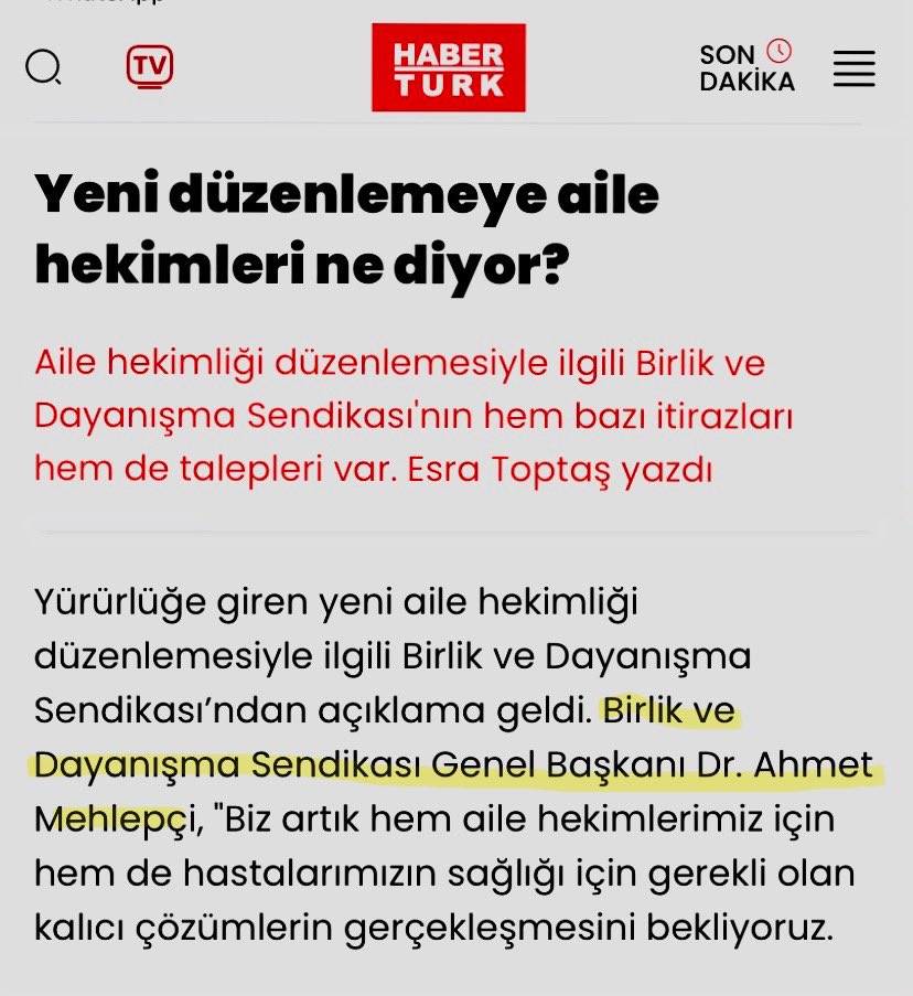 Birlik ve Dayanışma Sendikası (@dayanismasen) on Twitter photo Sendikamız Genel Başkanı <a href="/DrMehlepci/">Dr Ahmet Mehlepçi</a> nin <a href="/Haberturk/">Habertürk</a> te yayınlanan açıklamasında hem aile hekimliği hem de hastaların sağlığı için gerekli olan kalıcı çözümleri dile getirmiştir 👇🏻👇🏻👇🏻
haberturk.com/yeni-duzenleme…
<a href="/DrMehlepci/">Dr Ahmet Mehlepçi</a> <a href="/saglikbakanligi/">T.C. Sağlık Bakanlığı</a> <a href="/suayipbirinci/">Doç. Dr. Şuayıp Birinci</a> <a href="/Haberturk/">Habertürk</a> <a href="/HaberturkTV/">Habertürk TV</a> Sendikamız Genel Başkanı <a href="/DrMehlepci/">Dr Ahmet Mehlepçi</a> nin <a href="/Haberturk/">Habertürk</a> te yayınlanan açıklamasında hem aile hekimliği hem de hastaların sağlığı için gerekli olan kalıcı çözümleri dile getirmiştir 👇🏻👇🏻👇🏻
haberturk.com/yeni-duzenleme…
<a href="/DrMehlepci/">Dr Ahmet Mehlepçi</a> <a href="/saglikbakanligi/">T.C. Sağlık Bakanlığı</a> <a href="/suayipbirinci/">Doç. Dr. Şuayıp Birinci</a> <a href="/Haberturk/">Habertürk</a> <a href="/HaberturkTV/">Habertürk TV</a>