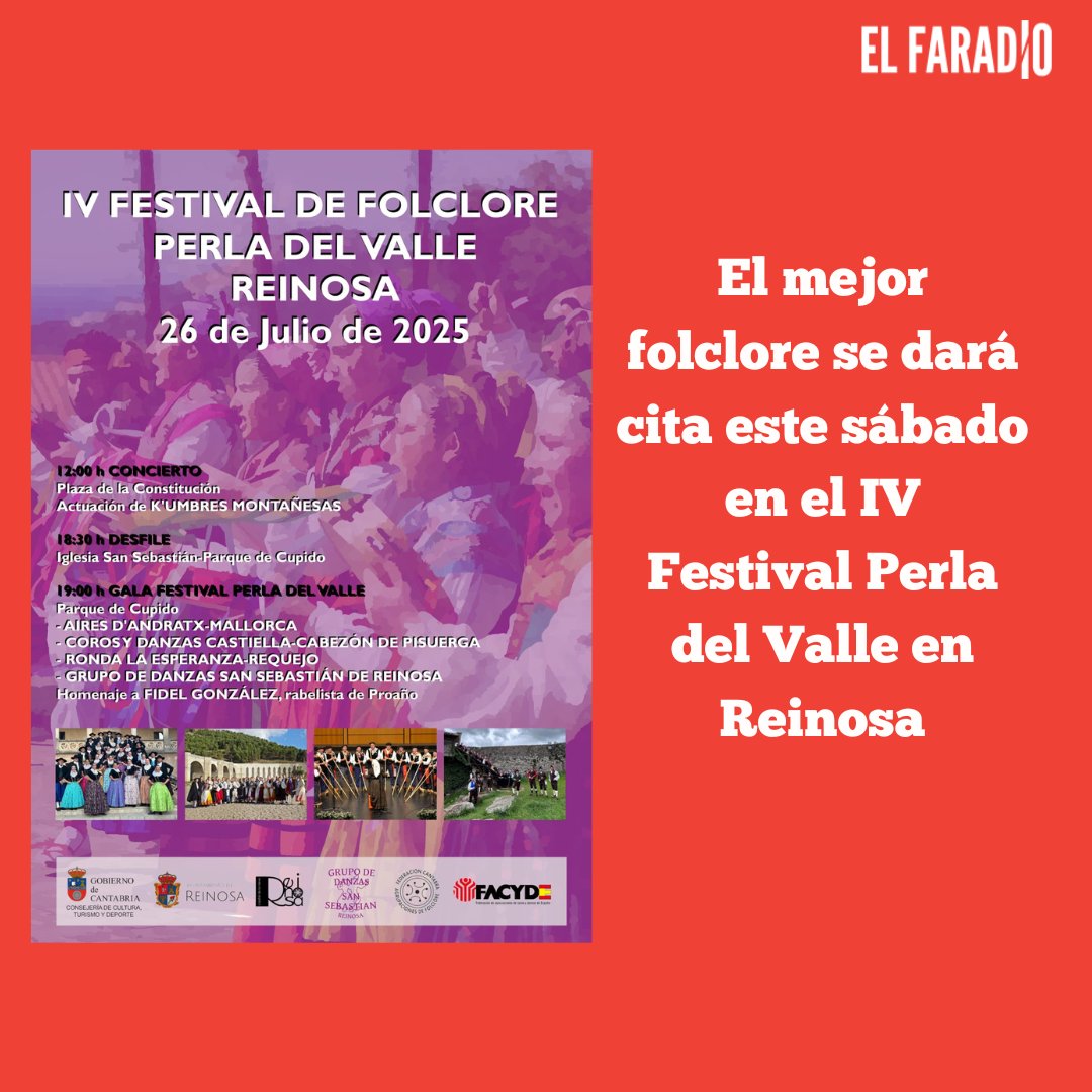 elfaradio's tweet image. El mejor folclore se dará cita este sábado en el IV Festival Perla del Valle en Reinosa
elfaradio.com/2025/07/24/el-…
#Iniciativa #Creadores #Folclore
