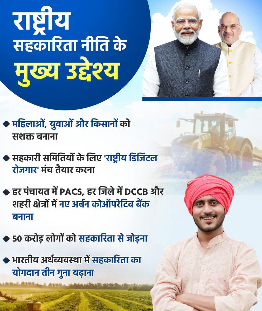 drusawasthi's tweet image. हमारे देश भारत ने सहकारिता से सशक्तिकरण की नई उड़ान भरी है। आइये हम सब मिलकर करें इस नई सहकारिता की क्रांति का स्वागत। “राष्ट्रीय सहकारिता नीति - 2025” के लिये माननीय प्रधानमंत्री श्री @narendramodi जी व माननीय केंद्रीय गृह एवं सहकारिता मंत्री श्री @AmitShah जी धन्यवाद व आपको…