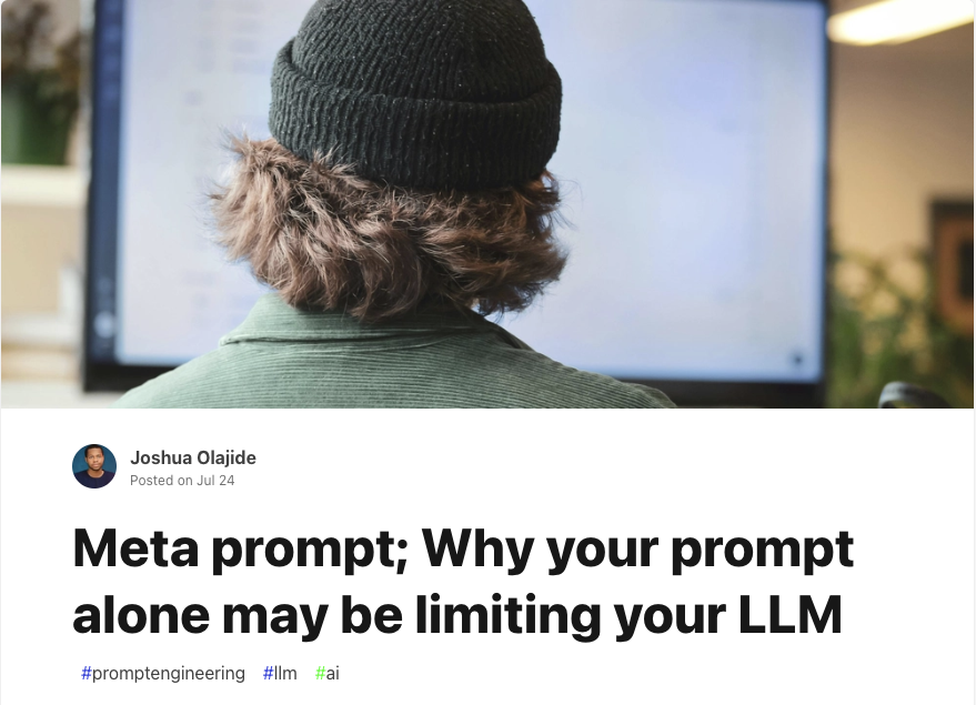olatojosh's tweet image. I just published a blog post on dev to #DEVCommunity
Give it a read here 👇
dev.to/joshtom/meta-p…