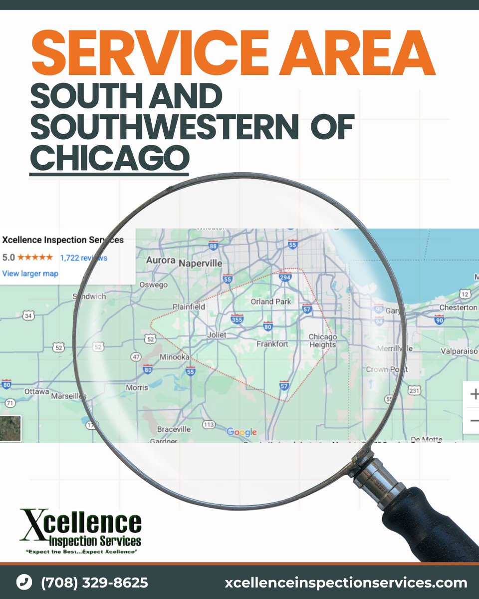 Proudly Serving South &amp; Southwestern Chicago!

From Joliet to Orland Park, Xcellence Inspection Services is your trusted local expert for home inspections that protect your biggest investment.

Whether you're buying, selling, or maintaining your home—we’ve got your area covered.