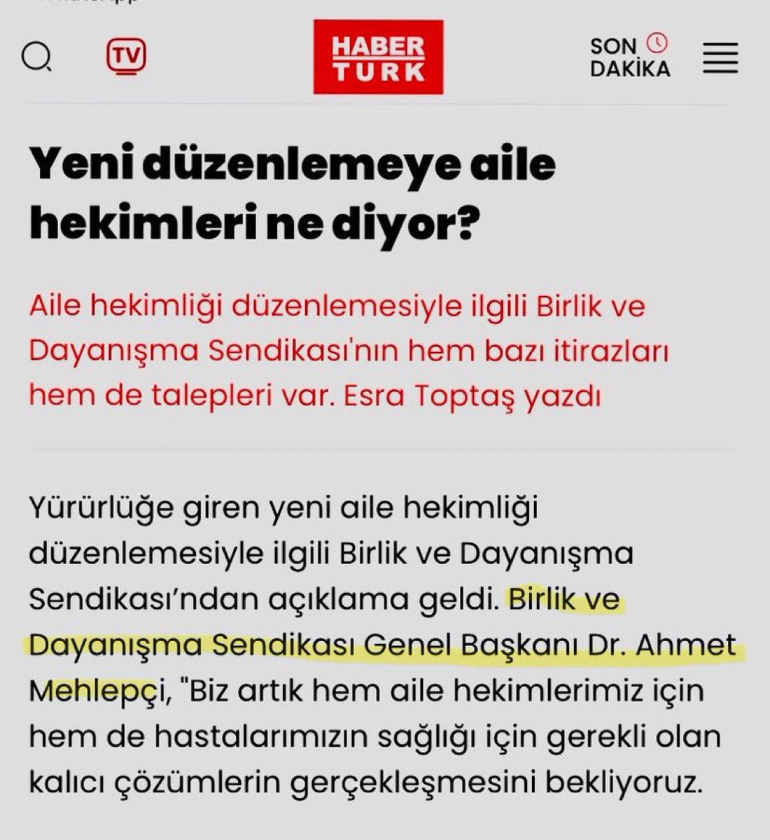 BDS 2. ŞUBE - EGE (@dayanismasen2) on Twitter photo Sendikamız Genel Başkanı <a href="/DrMehlepci/">Dr Ahmet Mehlepçi</a> nin <a href="/Haberturk/">Habertürk</a> te yayınlanan açıklamasında hem aile hekimliği hem de hastaların sağlığı için gerekli olan kalıcı çözümleri dile getirmiştir 👇🏻👇🏻👇🏻
haberturk.com/yeni-duzenleme…
<a href="/DrMehlepci/">Dr Ahmet Mehlepçi</a> <a href="/saglikbakanligi/">T.C. Sağlık Bakanlığı</a> <a href="/suayipbirinci/">Doç. Dr. Şuayıp Birinci</a> <a href="/Haberturk/">Habertürk</a> <a href="/HaberturkTV/">Habertürk TV</a> Sendikamız Genel Başkanı <a href="/DrMehlepci/">Dr Ahmet Mehlepçi</a> nin <a href="/Haberturk/">Habertürk</a> te yayınlanan açıklamasında hem aile hekimliği hem de hastaların sağlığı için gerekli olan kalıcı çözümleri dile getirmiştir 👇🏻👇🏻👇🏻
haberturk.com/yeni-duzenleme…
<a href="/DrMehlepci/">Dr Ahmet Mehlepçi</a> <a href="/saglikbakanligi/">T.C. Sağlık Bakanlığı</a> <a href="/suayipbirinci/">Doç. Dr. Şuayıp Birinci</a> <a href="/Haberturk/">Habertürk</a> <a href="/HaberturkTV/">Habertürk TV</a>