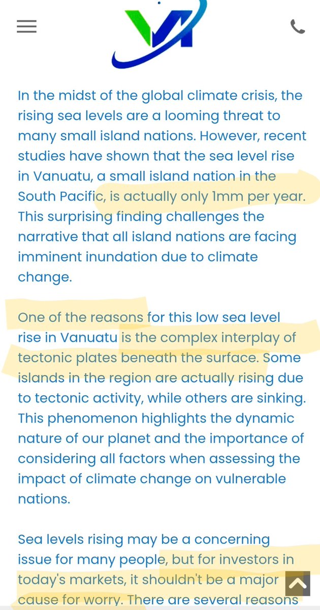 Christo63100802's tweet image. Het eiland Vanuatu wil veel geld van andere landen wegens de "klimaatcrisis".
Tenzij je wil investeren, dan is het allemaal zo geen probleem : de stijging van de zeespiegel blijkt maar 1mm per jaar te zijn en het komt vnl. door tektonische activiteit.
Klimaatcrisis is een…