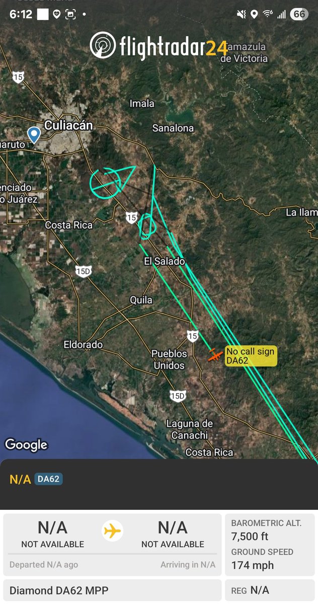 A Diamond DA62 MPP surveillance aircraft XC-LQZ #0D1075 has been operating near Culiacán &amp; S to Mazatlán. Possibly Procuraduria Federal or GN.
<a href="/sipjack1776/">1776Girl</a> <a href="/All_Source_News/">All Source News</a> <a href="/natsecboogie/">Pernicious Propaganda</a>