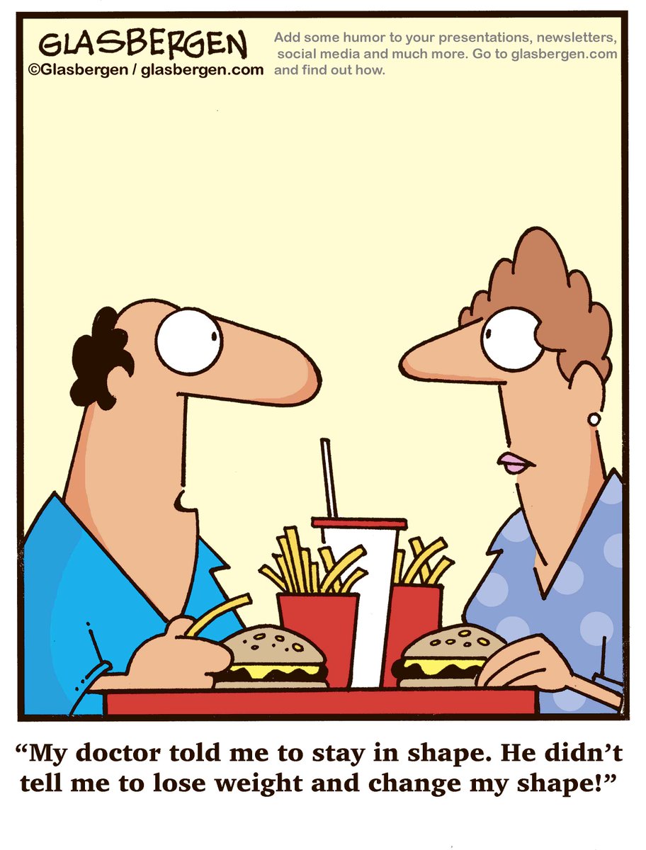 Add some humor to your presentations, newsletters, social media and much more. Go to glasbergen.com and find out how.
#fitness #dietplan #medicalhumor #fastfoodlife #gettinginshape #CopyrightedContent