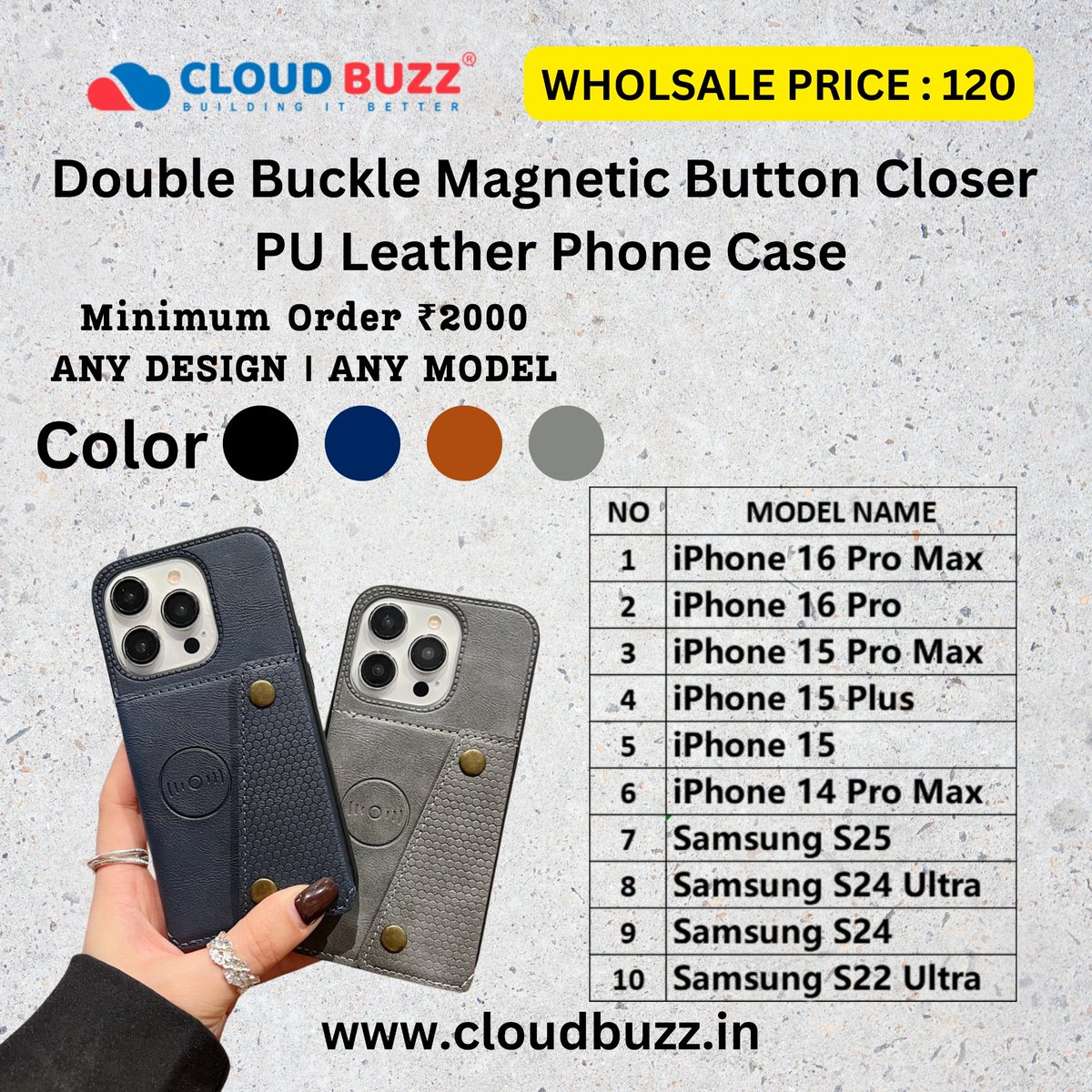 cloudbuzz2222's tweet image. 🤳 Accessorize your phone with style! Discover our chic wallet phone cases from Cloud Buzz  Browse our wide range of colors and designs, starting from just ₹2000. Elevate your mobile experience at cloudbuzz.in 

#MobileAccessories #WalletPhoneCase #CloudBuzz