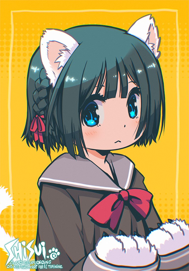 SHISUI101's tweet image. ケモミミ姉妹
碧眼（姉）緋眼（姉大好き妹）