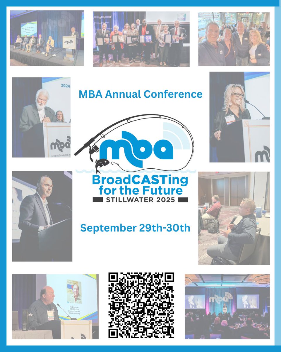 MNBroadcasters's tweet image. Get registered today for the Minnesota Broadcasters Association's Annual Conference, September 29th-30th in scenic Stillwater, MN.
"BroadCASTing for the Future"
…dcastersassociation.growthzoneapp.com/ap/Events/Regi…