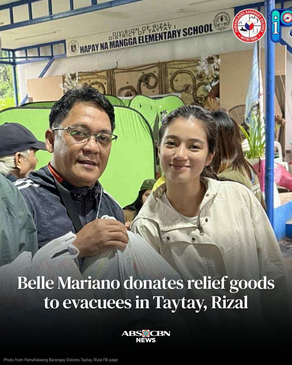 Actress Belle Mariano visited an evacuation center in Taytay, Rizal to donate and distribute relief goods to families displaced by recent flooding.

READ: abs-cbn.com/entertainment/…