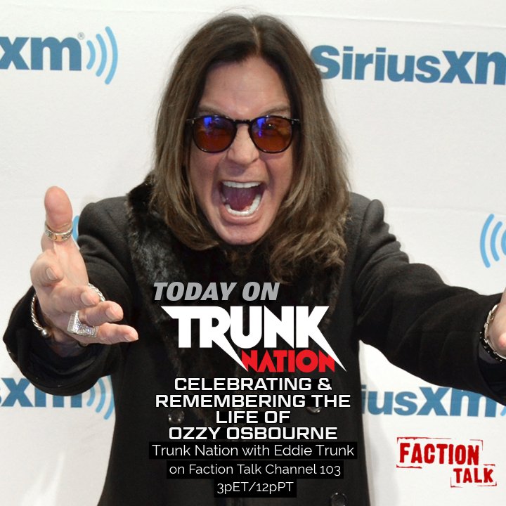 TrunkNationSXM's tweet image. Today on #TrunkNation - the tribute to #ThePrinceOfDarkness continues as @EddieTrunk celebrates & remembers the life of @OzzyOsbourne with YOU taking your heartfelt calls! Dial @factiontalkxl at 844-686-5863 from 3-5pET & listen anytime on the SXM app: siriusxm.com/trunknation