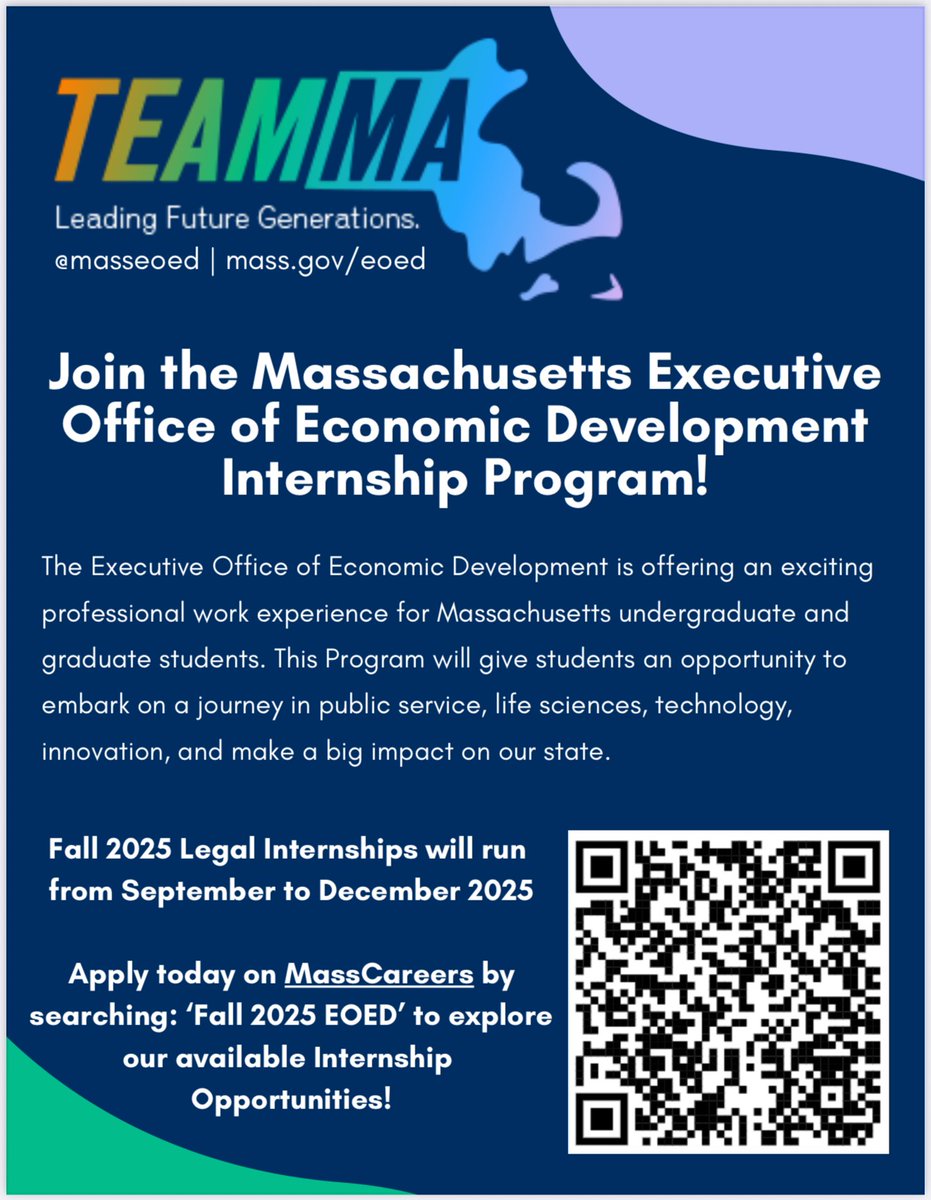 MassEOED's tweet image. Our summer interns got a firsthand look at how policy and economic development intersect during a recent tour of the Massachusetts State House!

Interested in joining the fun this fall?  There are only a few days left to apply for the Fall 2025 Internship Program, which roles…