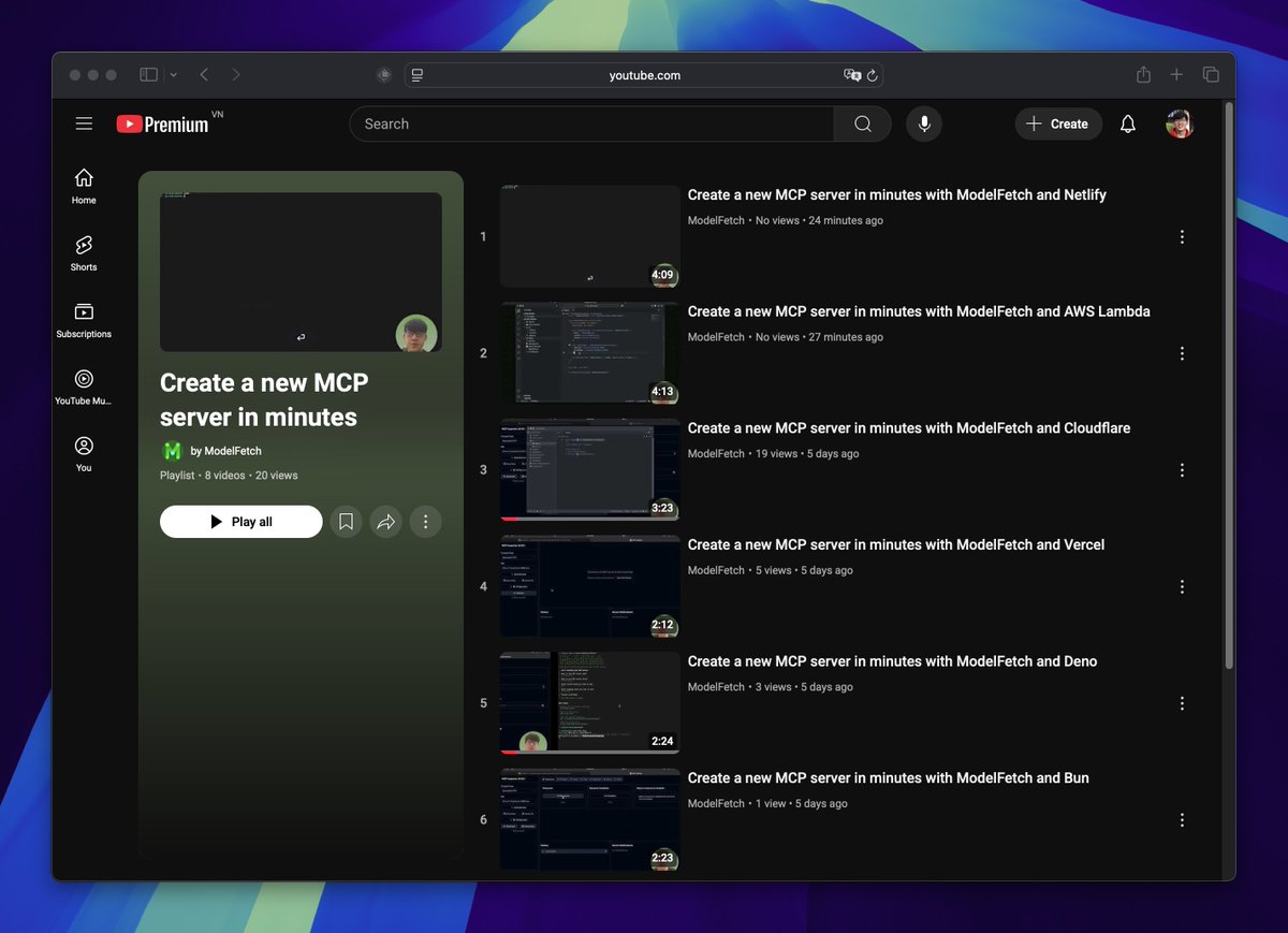 phuctm97's tweet image. Uploaded 2 more videos to this playlist 📽️: Deploy MCP servers to Netlify and AWS Lambda