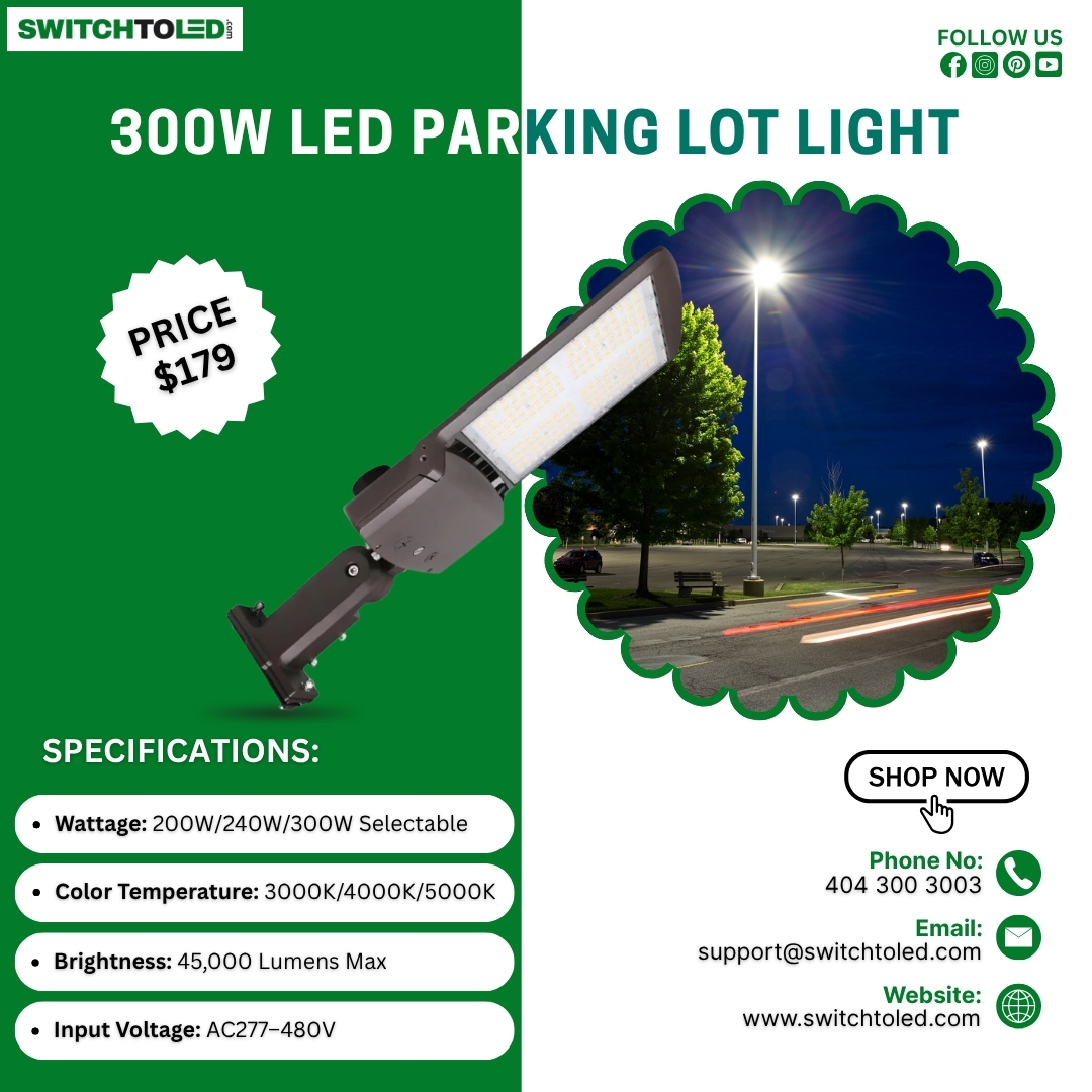 switchto_led's tweet image. 🚦 Transform your outdoor lighting with the 300W LED Parking Lot Light!
✔ 45,000 Lumens
✔ Selectable Wattage: 200W/240W/300W
✔ IP65 Waterproof
Get it now from SwitchToLED for only $179!
#LEDLighting #OutdoorSafety #SwitchToLED