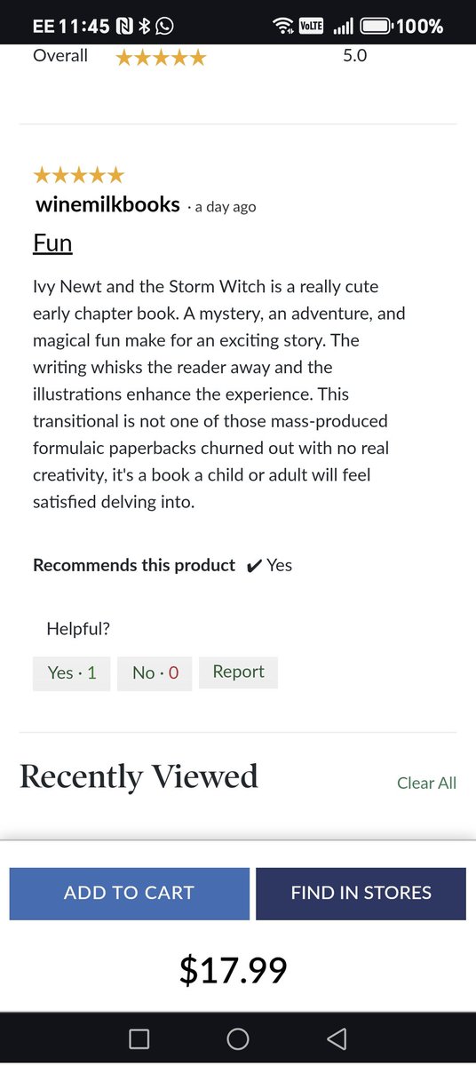 Derekkeilty's tweet image. ✨ New 5-star review on Barnes &amp;amp; Noble!
“Not one of those mass-produced formulaic paperbacks… it&apos;s a book a child or adult will feel satisfied delving into.”
Feeling grateful for this lovely write-up of Ivy Newt and the Storm Witch 💫📚
#IvyNewt #chapterbooks #BarnesAndNoble