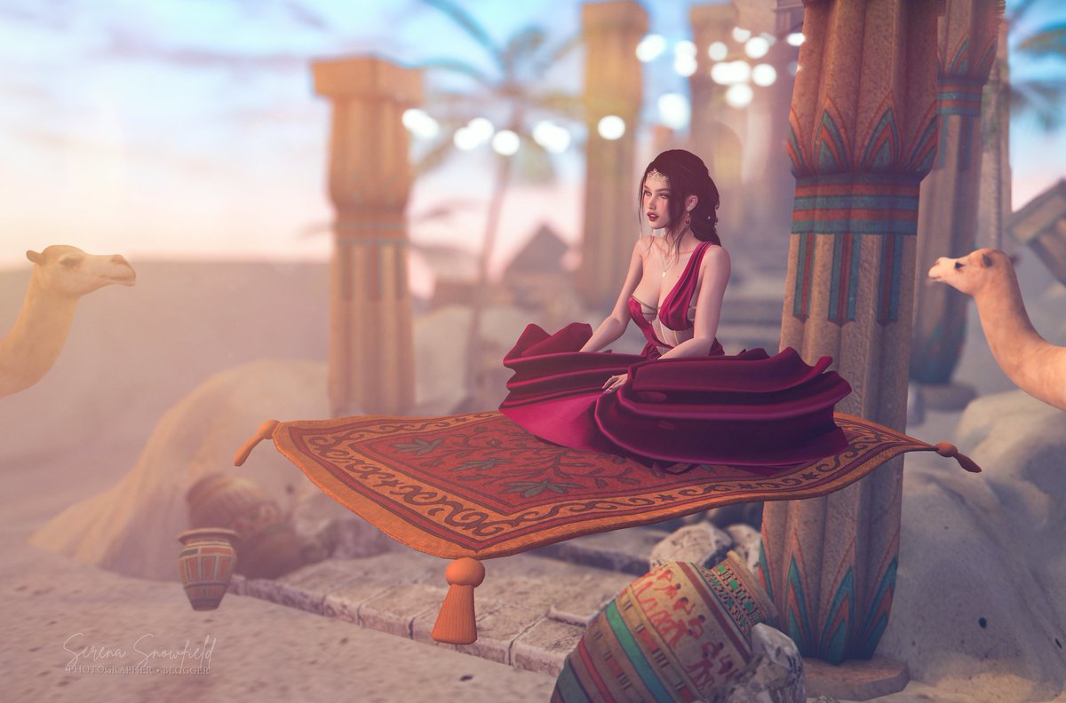 SecondLife's tweet image. Take a ride through ancient ruins and windswept dreams with Serena Snowfield from the Second Life Blogger Network!
serenasnowfield.com/whole-new-world
Her latest post is a magical blend of fantasy styling and immersive storytelling, complete with flying carpets, glowing ruins, and a quest…