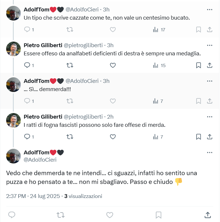 pietrogiliberti's tweet image. E anche oggi abbiamo ratti di fogna fascisti (Adolf...) che commentano, si cacano sotto e scappano .