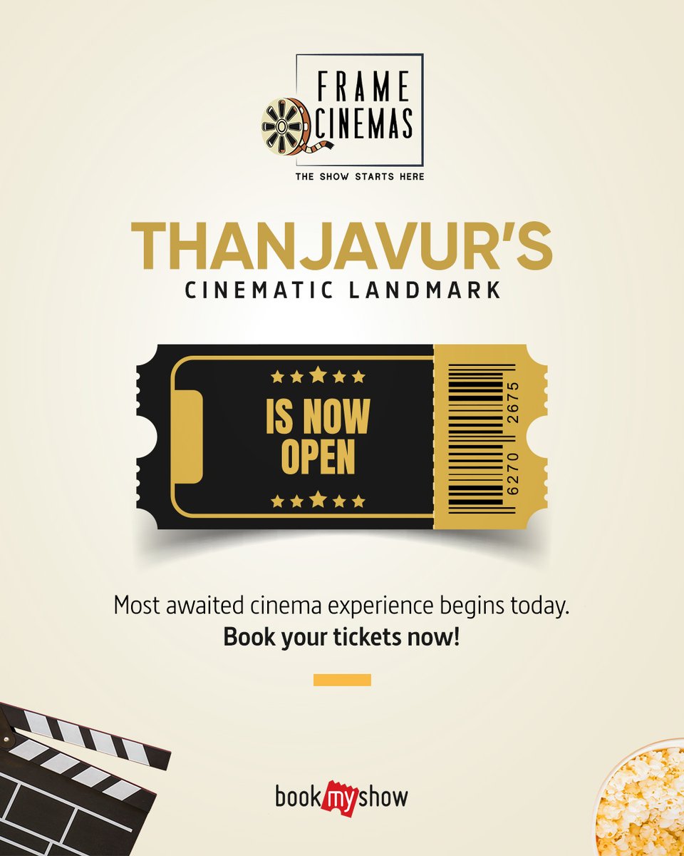 Frame Cinemas Thanjavur (@framecinemas) on Twitter photo 🎬 Thanjavur’s Cinematic Landmark is Now Open!
Frame Cinemas is here to redefine your movie experience with world-class comfort and tech.
🎟️ Book your tickets now on <a href="/bookmyshow/">BookMyShow</a>
#FrameCinemas #Thanjavur #NowOpen #CinemaLovers #BookMyShow 🎬 Thanjavur’s Cinematic Landmark is Now Open!
Frame Cinemas is here to redefine your movie experience with world-class comfort and tech.
🎟️ Book your tickets now on <a href="/bookmyshow/">BookMyShow</a>
#FrameCinemas #Thanjavur #NowOpen #CinemaLovers #BookMyShow