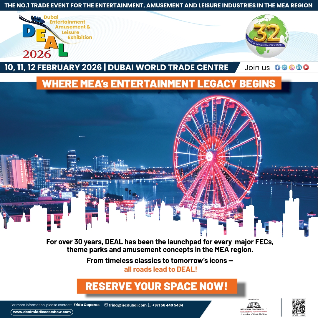 For over three decades, DEAL has been the starting point for every major FECs, theme parks, and amusement innovations in the MEA region.

Join us from 10-12 February 2026 in Dubai and become part of the legacy.