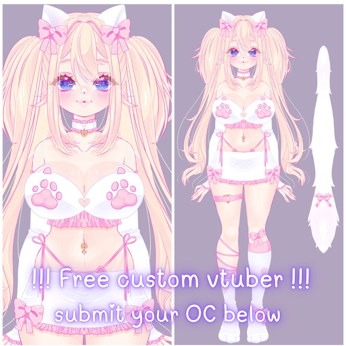 Neiiya3's tweet image. I'm finally doing another round of FREE #Live2D #VTuber models💫
Want a chance to get your OC turned into a vtuber? Here's how!
1. Follow me!
2. Post your OC! (If you submitted before, you can resubmit💕)
I can't pick everyone, but I will be picking several people :3