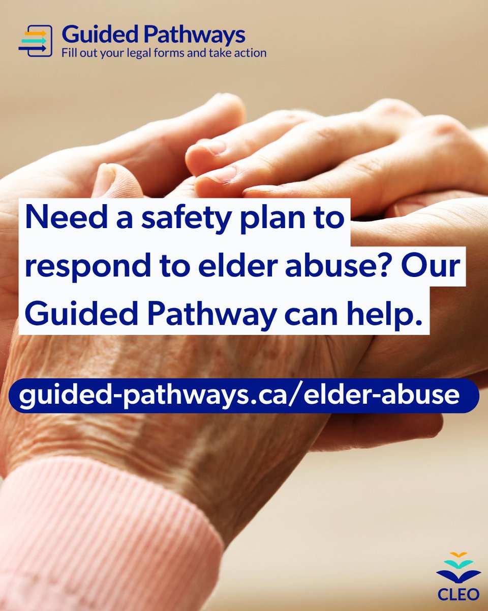 Need a safety plan to respond to elder abuse? Our Guided Pathway can help.

Visit guided-pathways.ca/elder-abuse for more information.