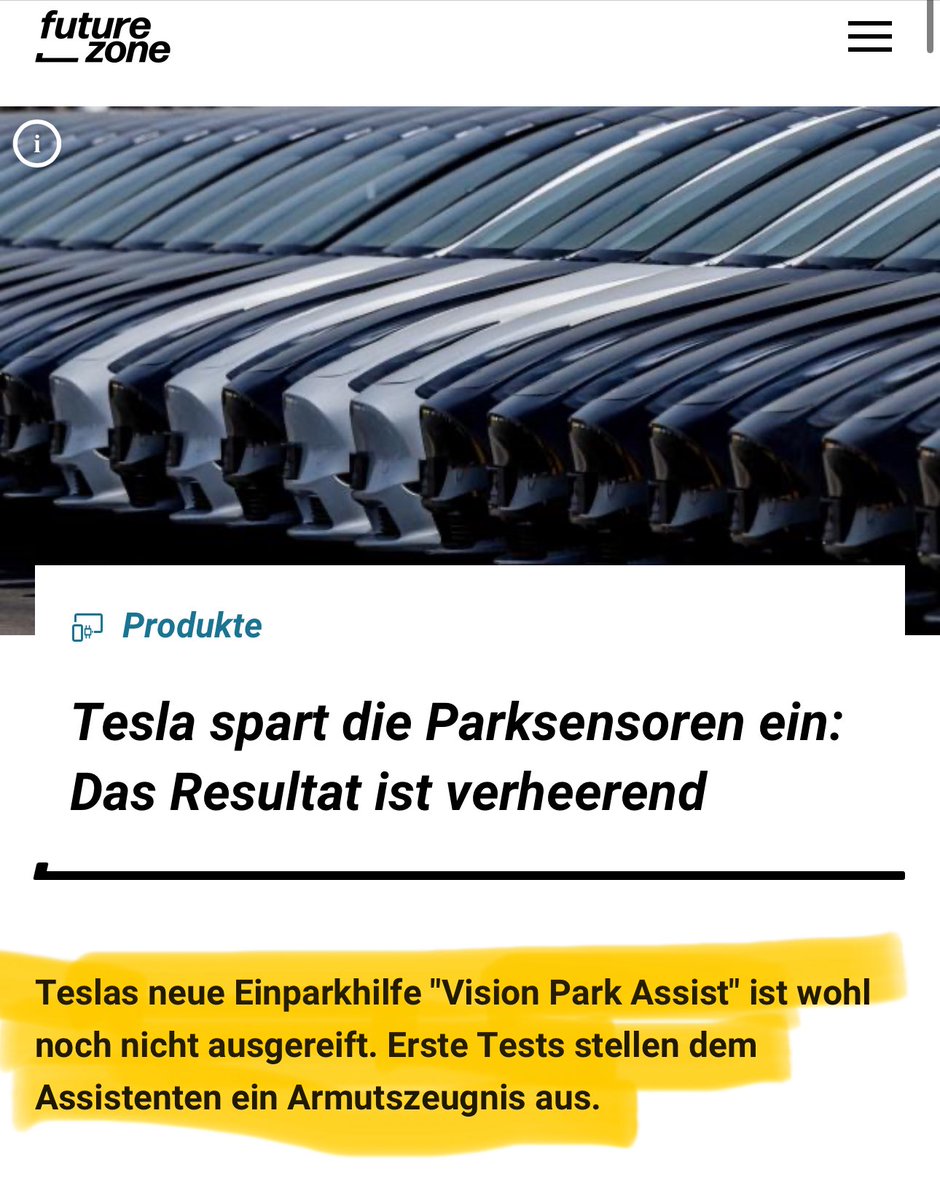 EFIEBER_ANDRE's tweet image. “Damals belächelt, heute bewährt.”
Der Aufschrei war groß, als Tesla die Ultraschallsensoren abgeschafft hat. Medienberichte wie dieser hier unten aus 2022/2023 haben die Entscheidung zerrissen.
Heute? Fast niemand redet noch drüber. Warum?
Weil der Vision Park Assist mit…