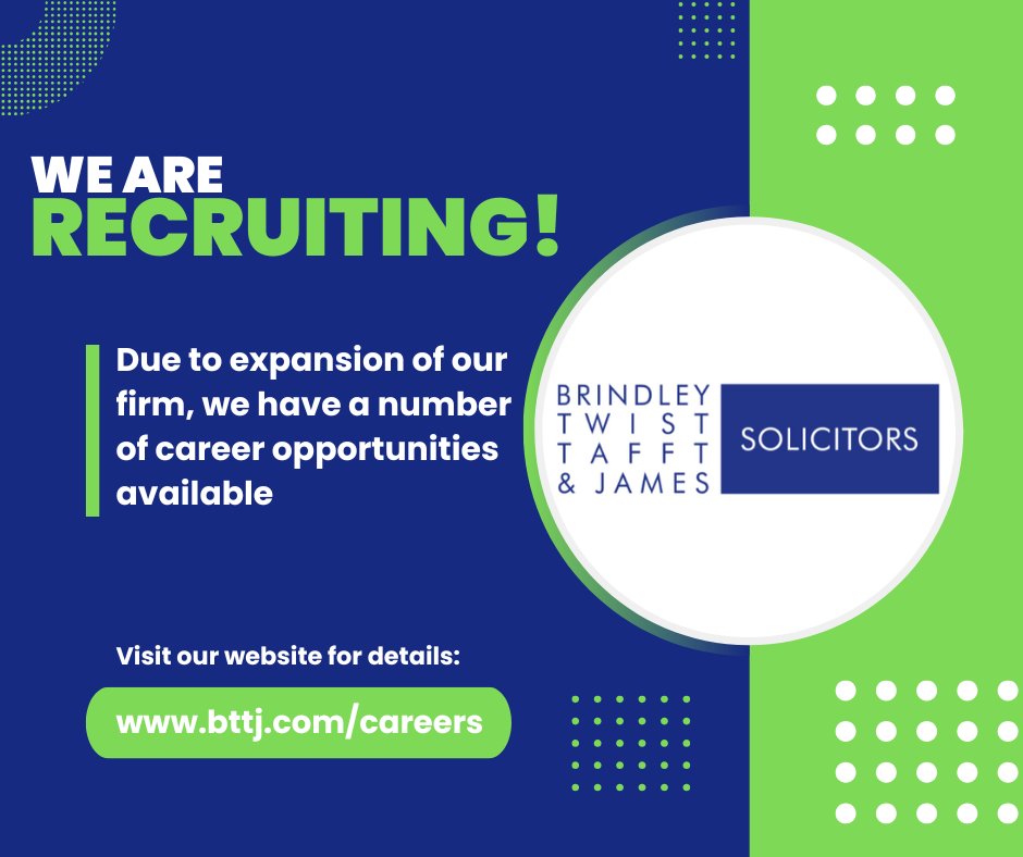 Solicitor / Legal Executive with 2-4 years PQE or an experienced Legal Secretary looking for a new challenge?

We have a number of roles available in various practice areas, visit our website for details ➡️ bttj.com/careers/