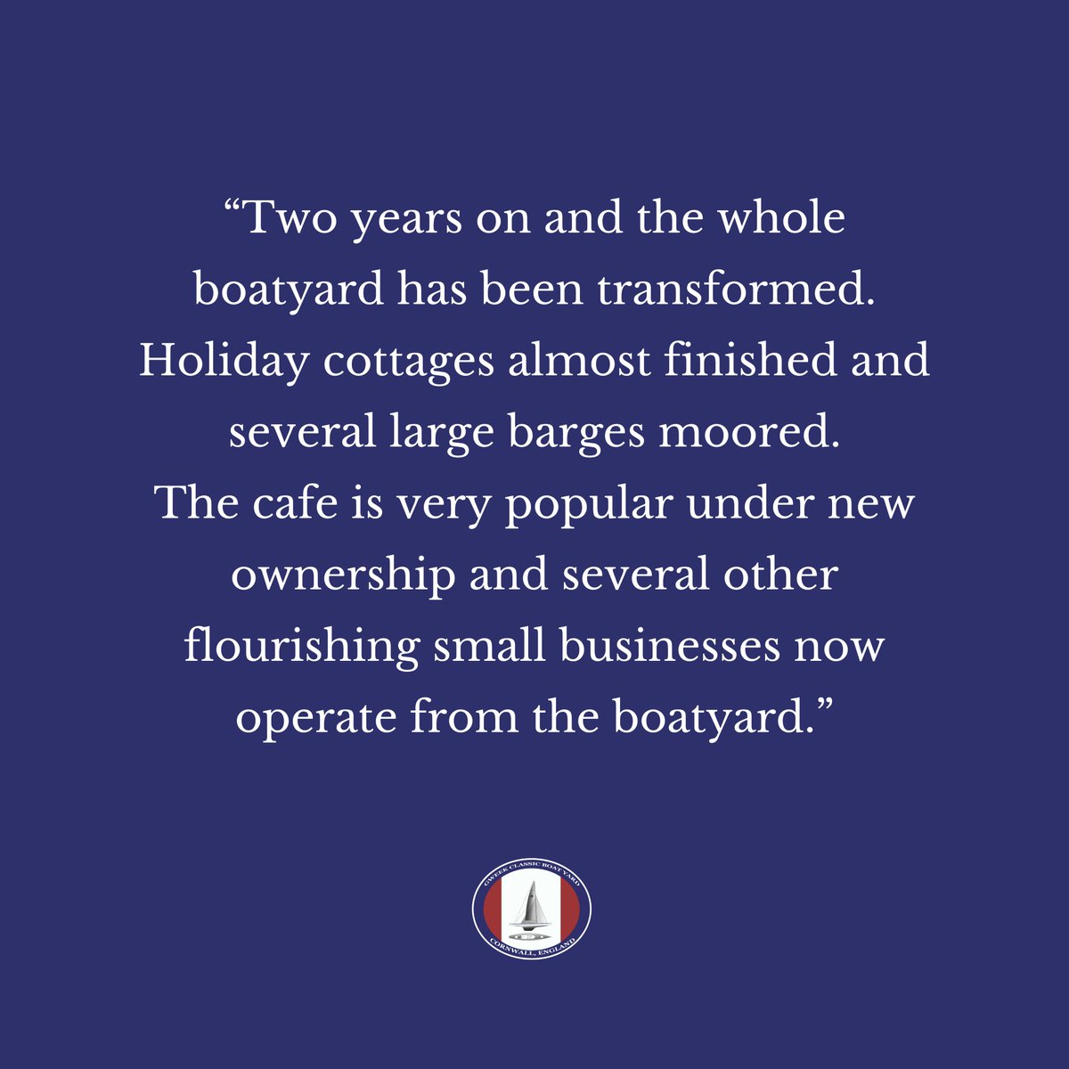 Some lovely feedback we received recently.

If you've visited the boatyard or stored your boat here, we'd love to hear from you. You can leave us a Google review here: g.page/r/CYfWLtQWYKb-…
