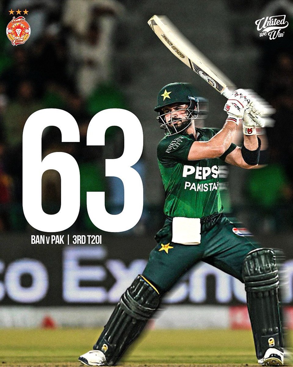 IsbUnited's tweet image. Back in the XI and back with a bang! @RealSahibzada scored a solid 50.
Well played 👏
#BANvPAK #UnitedForPakistan