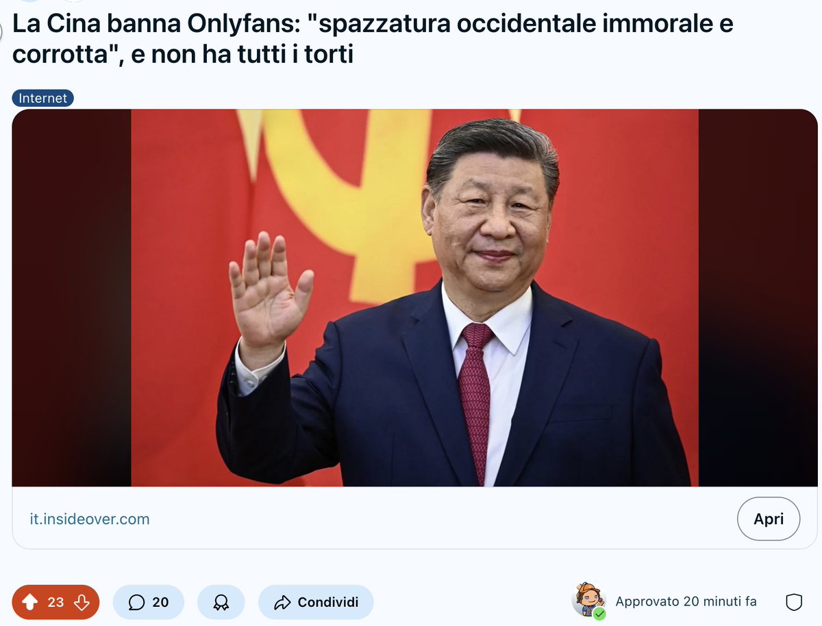 <a href="/insideoverita/">InsideOver</a> La Cina banna Onlyfans: "spazzatura occidentale immorale e corrotta", e non ha tutti i torti : reddit.com/r/oknotizie/co…  ... #Cina #ban  #Onlyfans #spazzaturaoccidentale #immorale e #corrotta",  #china <a href="/insideoverita/">InsideOver</a>  #24luglio #lucirosse  #hotsite #lacina #TikTok  #censure #Ozzy