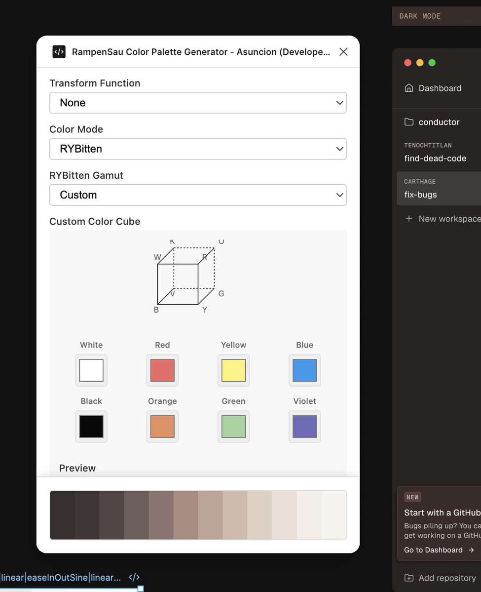 julianfkelly's tweet image. Using Conductor, I built a Figma plugin to generate color scales for Conductor + Chorus using @meodai's incredible RampenSau and RWBitten libraries. Would this be useful to release publicly?