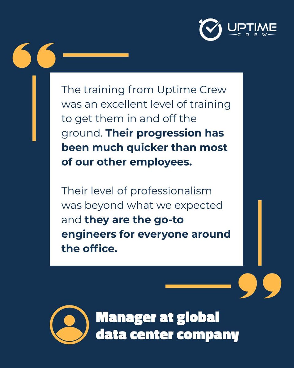 Trained to deliver. Trusted to lead. That’s the Uptime Crew difference. Floor-ready talent built for long-term impact.

#WorkforceReady #EngineerTraining #TechTalent #HTD #DataCenters #EarlyCareerExcellence #UptimeCrew