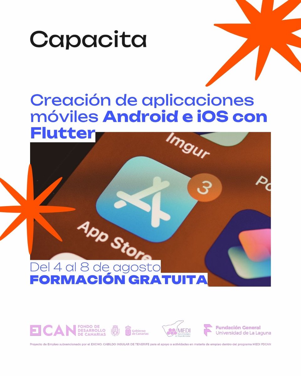fg_ull's tweet image. 📲 Iníciate en el desarrollo de aplicaciones en #Android e #iOS con #Flutter.
Con esta formación online y gratuita de #Capacita aprenderás de forma práctica a programar una app funcional.
¡Inscríbete!
👉 fg.ull.es/A25030169/