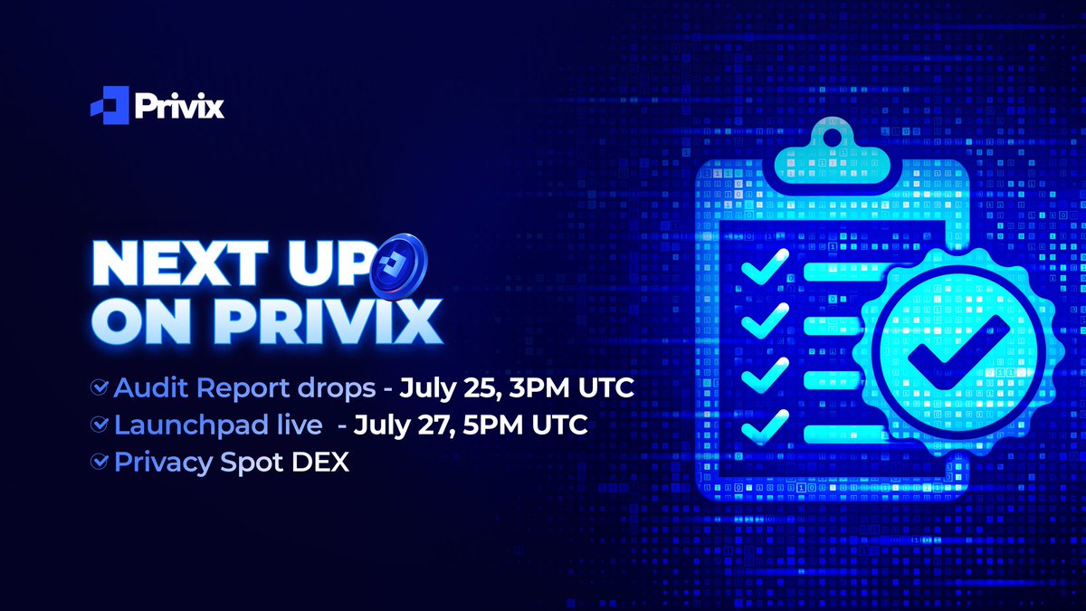 privixtoken's tweet image. This Friday, July 25, at 3:00 PM UTC, we’ll be unveiling the official audit report of the Privix blockchain, conducted by Assured DeFi.
Get full transparency into our security protocols, infrastructure, and performance. It’s proof that Privix is built with trustless, verifiable…