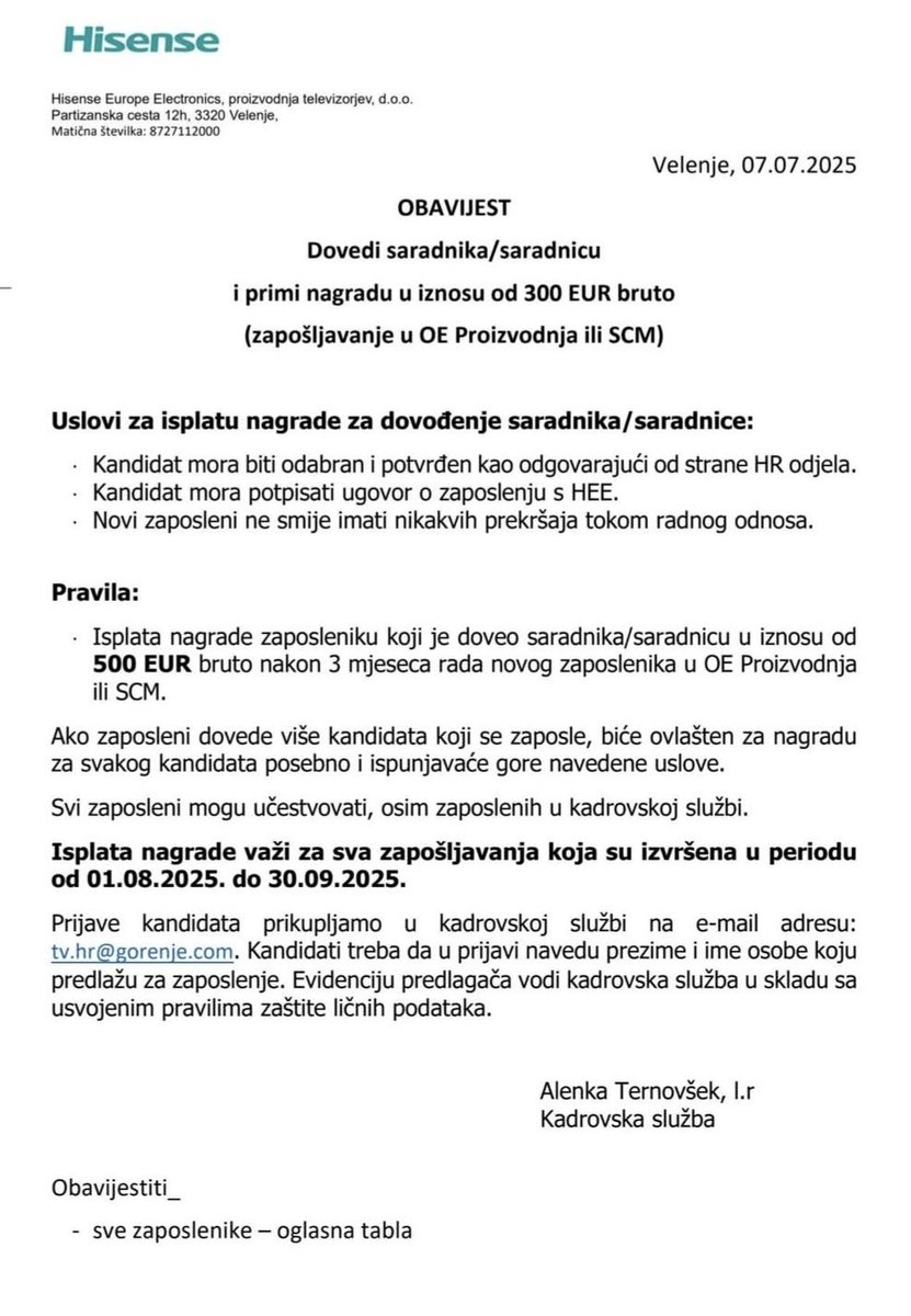 MarjanTurnsek's tweet image. Še v kitajskem Gorenju sedaj ne znajo več slovensko obveščati delavce!
Bodo morali malo jnspektorji na teren saj je 11. člen ustave jasen!
Uradni jezik v Sloveniji je slovenščina.