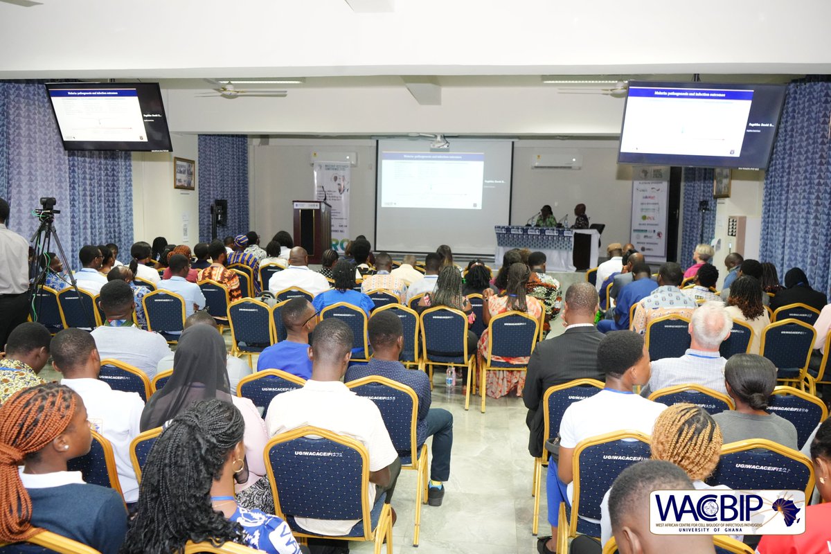 WACCBIP_UG's tweet photo. More from our #fellowssession at #WRC2025!
🧬 David Fagdéba Bara presents on cytokine dynamics in malaria-infected children in Togo. His work shows how IL-6, IFN-γ, and IL-10 levels shape infection outcomes—deepening our understanding of immune regulation in malaria.
🎗 Nora Whittle explores how chemotherapy affects breast cancer patients in Ghana. Her findings reveal immune activation, especially in HER2+ cases, challenging long-held assumptions and paving the way for African-driven immunotherapy.
🦠 Yusif Mubarik shares how Ochratoxin A, a food contaminant, enhances hepatitis B virus replication by interfering with the IFN-1 pathway, offering critical insight into liver disease risks in our region.
#Malaria #CancerImmunology #HBV #WACCBIP #AfricanScience