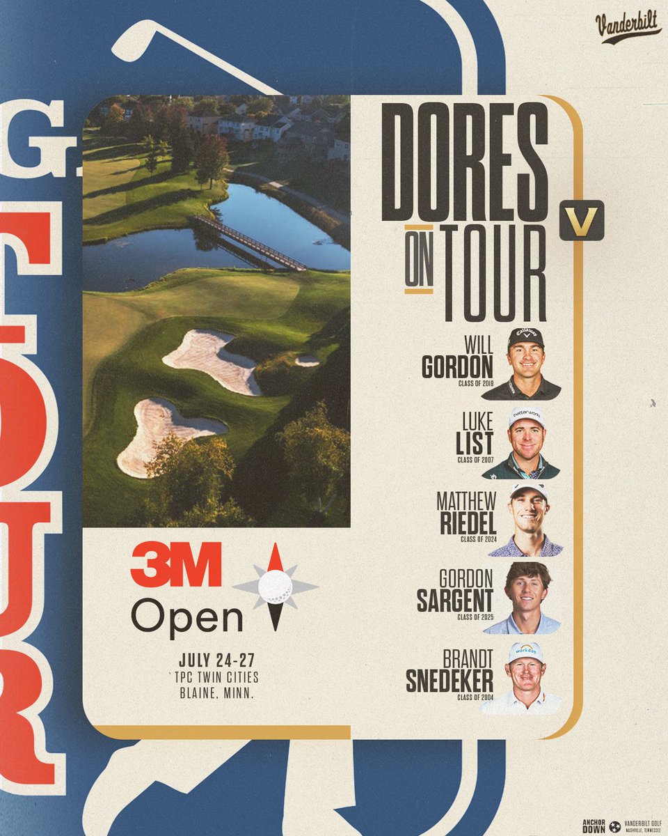 VandyMGolf's tweet image. We’ve got 5️⃣ #DoresOnTour playing at the @3MOpen 

📊 | pgatour.com/leaderboard

#AnchorDown