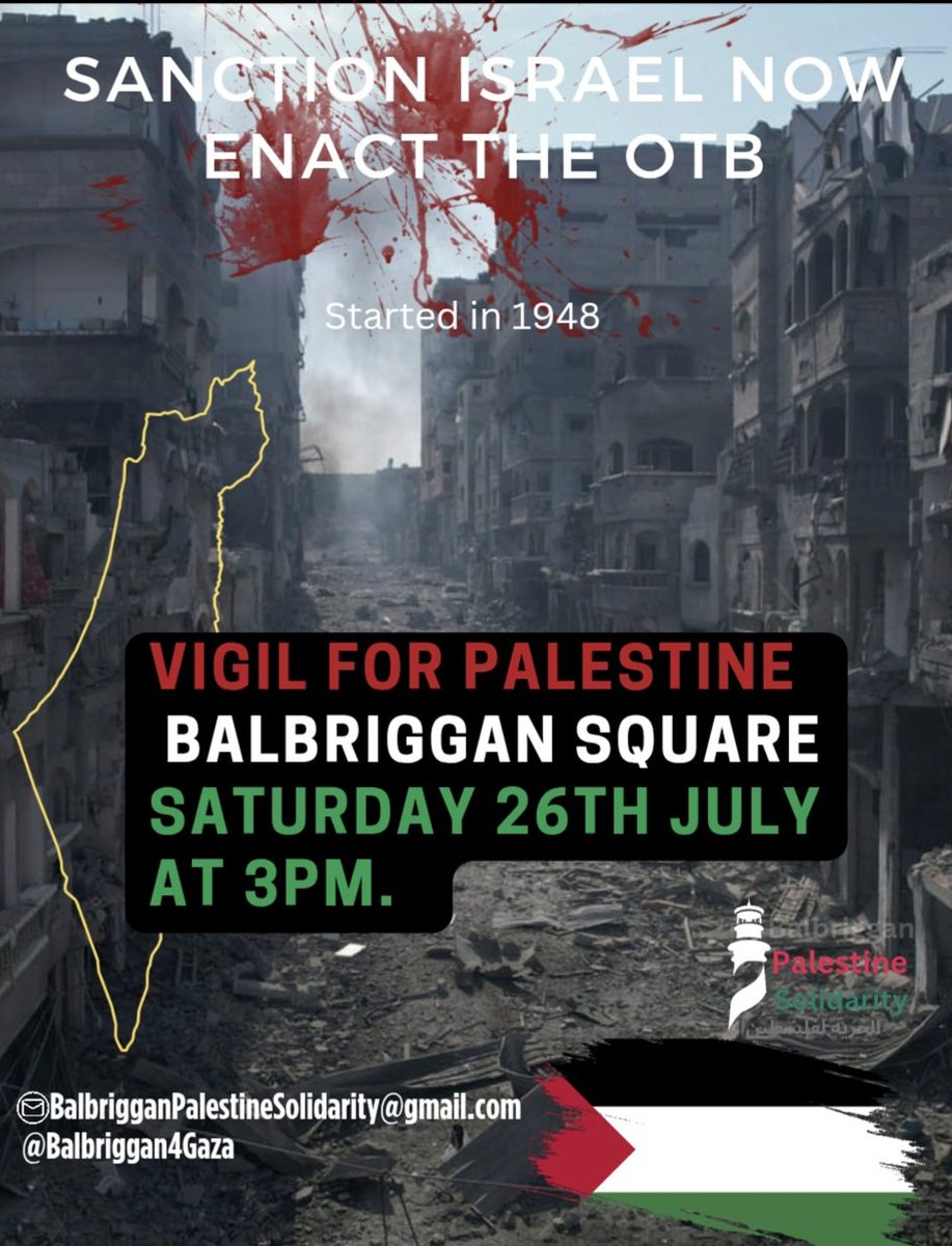 Before Swords on Sunday, you can show your support for Palestine in the lovely seaside town of Balbriggan at 3 pm at the square in front of Balbriggan Library.✊️🇵🇸